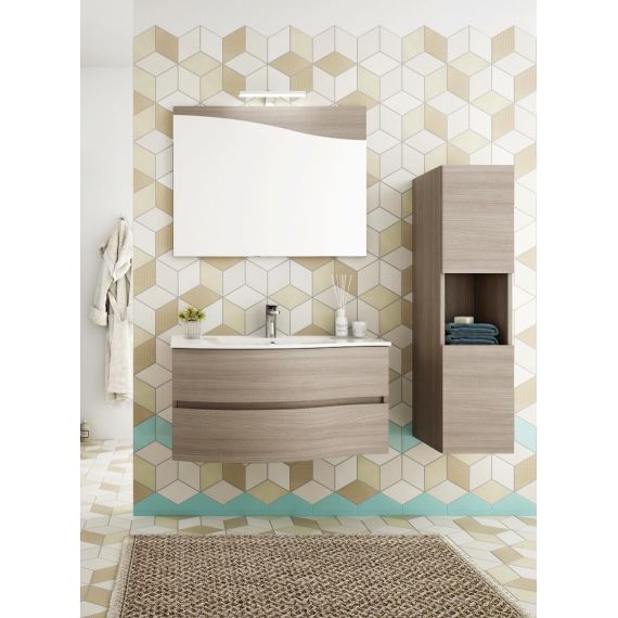 Monoblocco sospeso doppia profondtà + specchio c/Led  FLEX  cm. 91