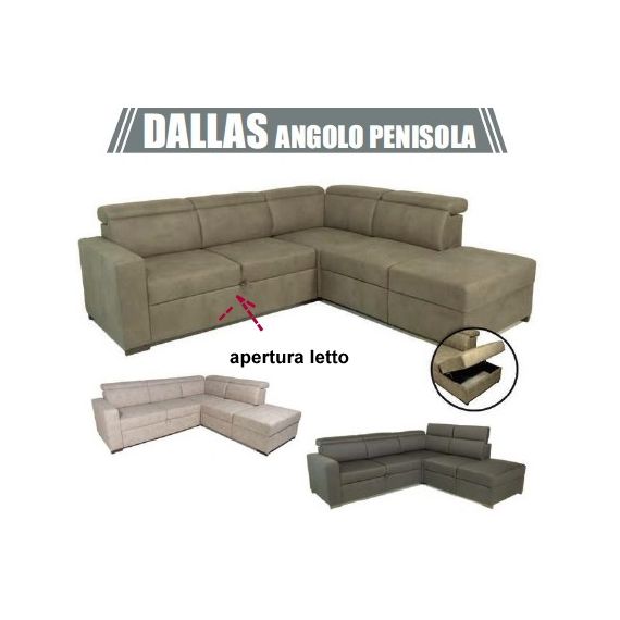 Divano-letto angolo DALLAS + penisola