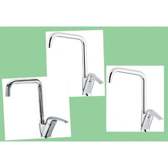 Miscelatore monocomando per lavello cucina inclinato canna squadra alta