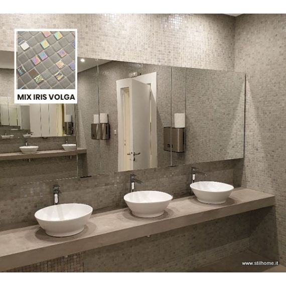 Mosaico vetroso MIX iridato cm. 33,5 x 33,5  ( tessere da mm. 25 )