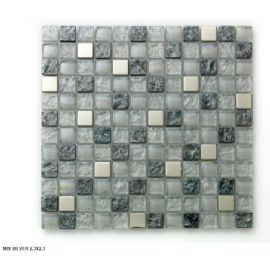 Mosaico in vetro MIX SILVER