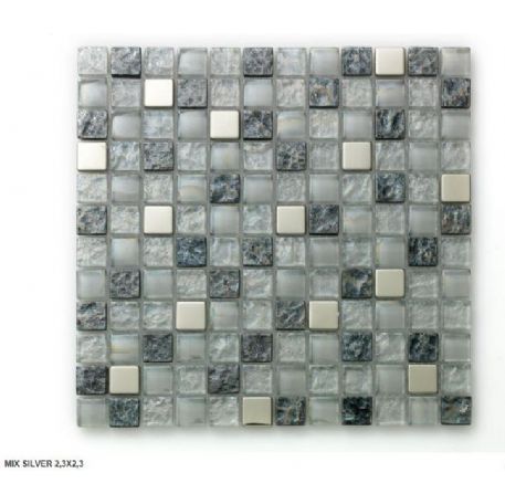 Mosaico in vetro MIX SILVER