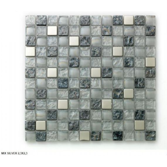 Mosaico in vetro MIX SILVER